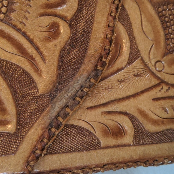 VTG Vintage Tooled flower shoulder bag purse - Picture 4 of 17